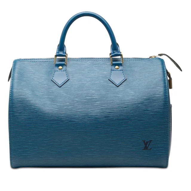 Blue Louis Vuitton Epi Speedy 35 Boston Bag in Blue Leather from Designer Revival