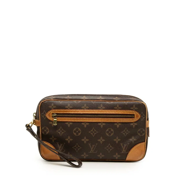 Brown Louis Vuitton Monogram Marly Dragonne GM Clutch Bag in Brown Coated canvas from Designer Revival