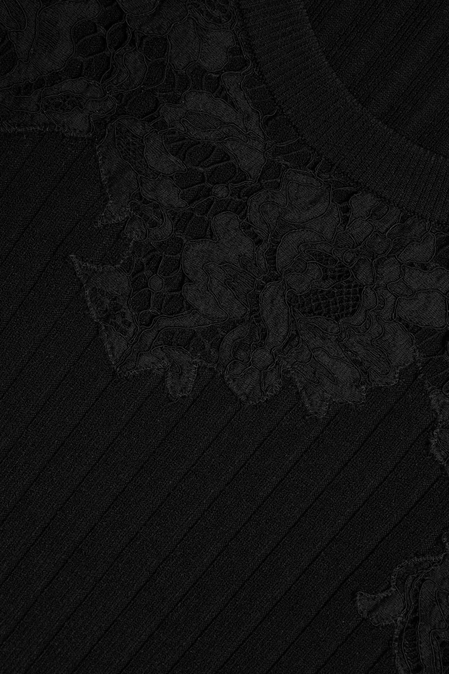 Valentino Garavani Lace-Trimmed Ribbed-Knit Sweater in Black, photo 4 of 4 from THE OUTNET
