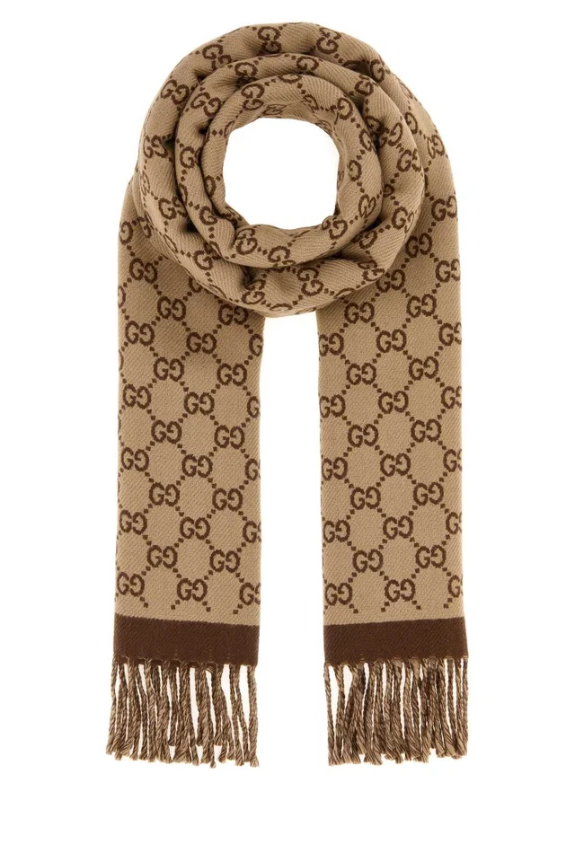 Gucci Moon Scarf — Beige Wool Fabric Scarfs in Beige Wool from HEWI