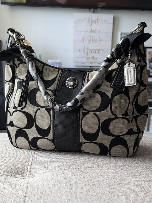 Coach Signature Canvas Shoulder Bag in black Canvas from Poshmark