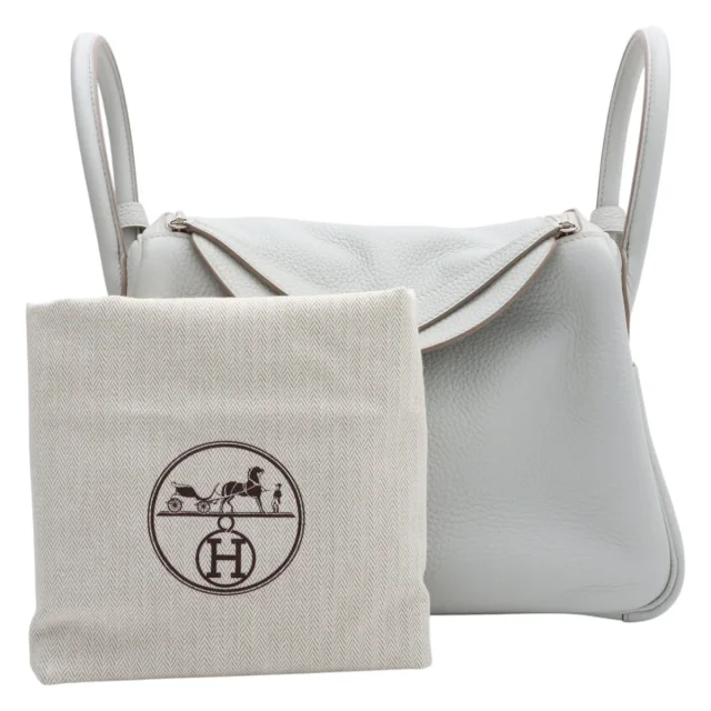 Hermès 2014 Lindy 30 Bleu Glacier in Blue Clemence leather from VINTAGE QOO TOKYO, photo 9 of 9