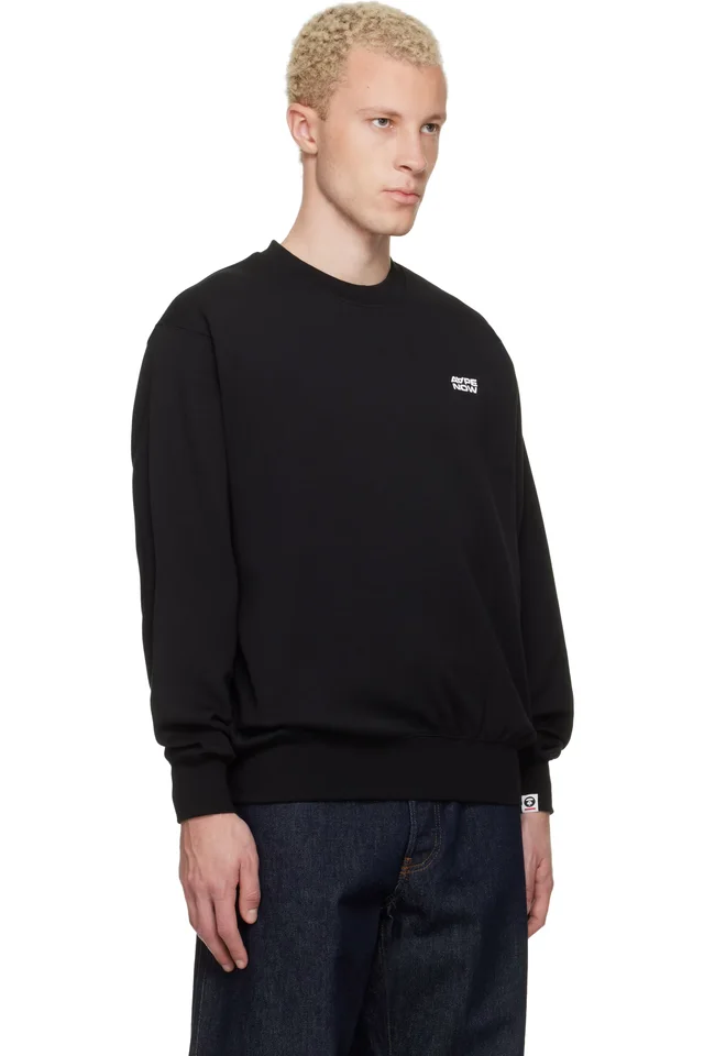 AAPE by A Bathing Ape Black 'AAPENOW' Crew Neck Sweatshirt, photo 2 of 3 from SSENSE