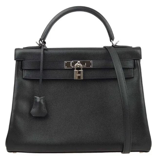 Hermès 2005 Black Epsom Kelly 32 Retourne 2way Shoulder Handbag in Black Epsom leather from AMORE Vintage Tokyo