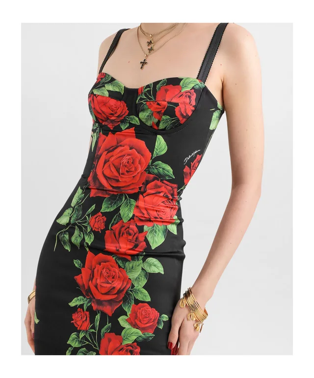 Dolce & Gabbana rose-print satin midi dress, photo 4 of 5 from SENSER