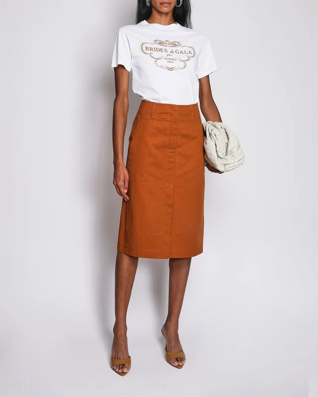 Hermès Burnt Orange Utility Midi Skirt Size FR 36 (UK 8) in Orange from Sellier