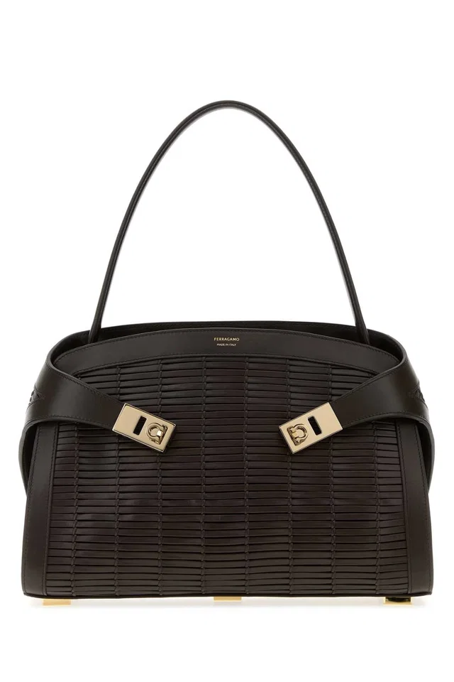 Ferragamo Shoulder Bag — Black in Black Calfskin from HEWI