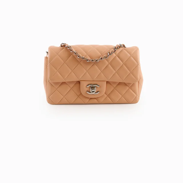 Chanel Rectangle Mini Peach Lambskin SHW 29 series in Lambskin from The Purse Affair