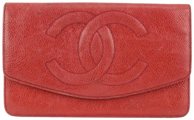 Chanel Red Caviar CC Logo Timeless Wallet in Red Caviar leather from Bagriculture