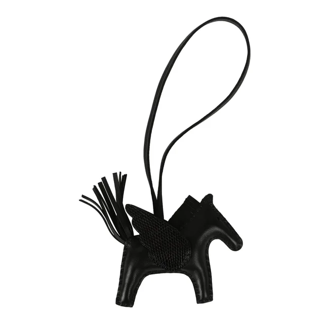 Hermès Pegase Rodeo Bag Charm PM Black Milo Lambskin, Varanus Niloticus Lizard Touch in Black Lambskin from Madison Avenue Couture, photo 2 of 2