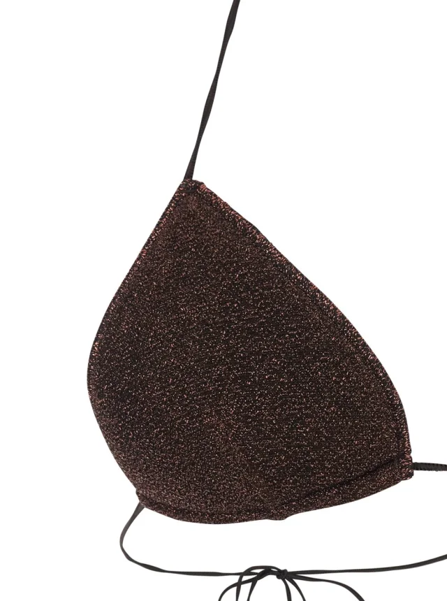 OSÉREE 'Lumiere' Brown Bikini with Triangle Top and Drawstring Closure in Tech Fabric for Women in Brown, photo 5 of 6 from Gaudenzi Boutique