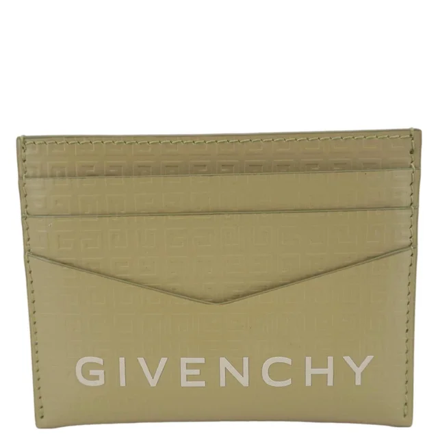 Givenchy 4G Micro Calfskin Leather Card Holder Khaki in Green Calfskin from Dallas Designer Handbags