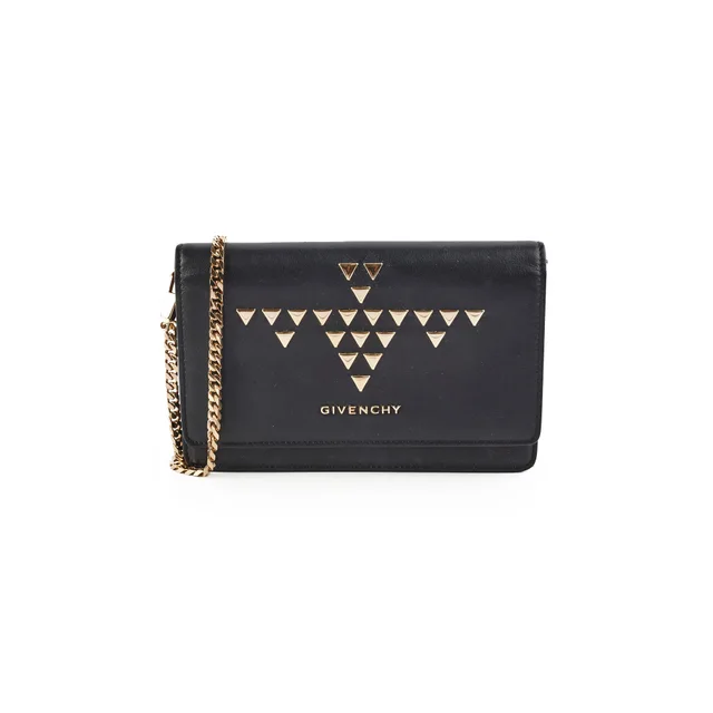 Givenchy Stud Black Crossbody Wallet On Chain WOC in Black Leather from The Purse Affair