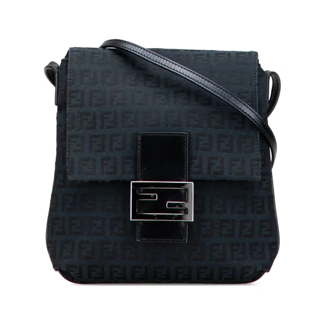 Blue Fendi Zucchino Canvas Crossbody in Blue Canvas from Designer Revival