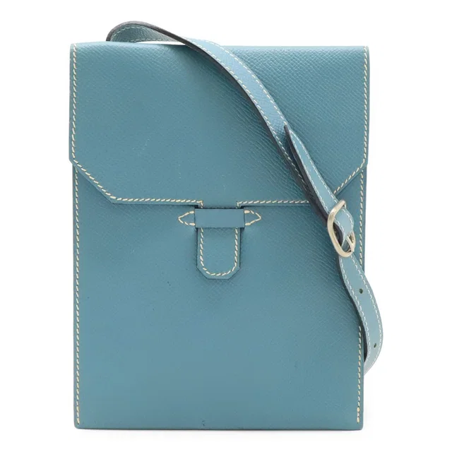 Hermès Shoulder Bag Pochette Crossbody Courchevel Leather Blue Jean in Blue Leather from The Reluxe