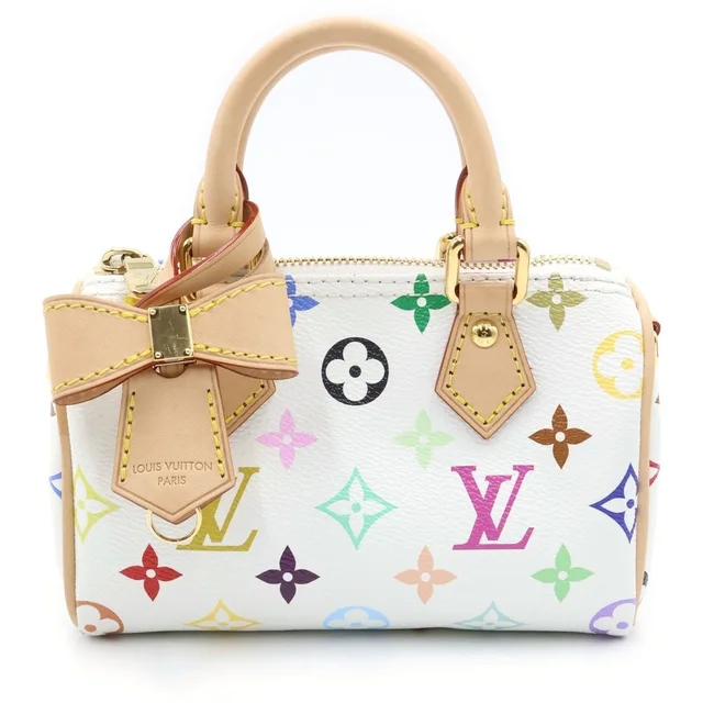 Louis Vuitton Multicolor Nano Speedy Shoulder Bag Leather Blanc White 2-Way in White Leather from The Reluxe
