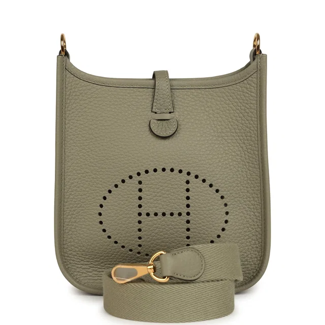 Hermès Evelyne TPM Sauge Clemence Gold Hardware in Clemence leather from Madison Avenue Couture
