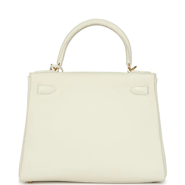 Hermès Kelly Retourne 28 White Evercolor Gold Hardware in White Goatskin from Madison Avenue Couture, photo 2 of 2