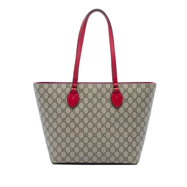 Beige Gucci Medium GG Supreme Linea A Zip Tote in Beige Coated canvas from Designer Revival