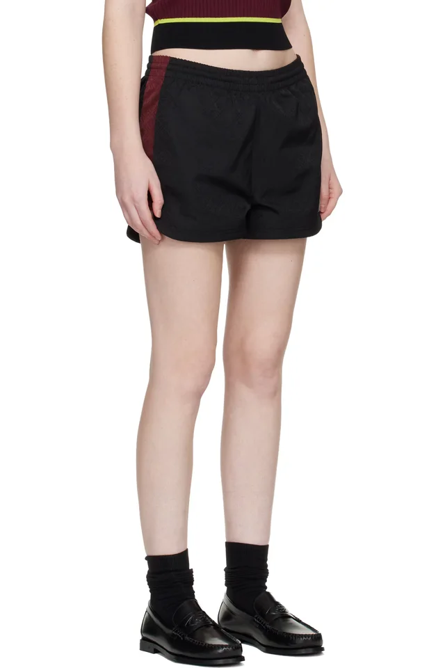 Casablanca Black Nylon Monogram Shorts, photo 2 of 4 from SSENSE