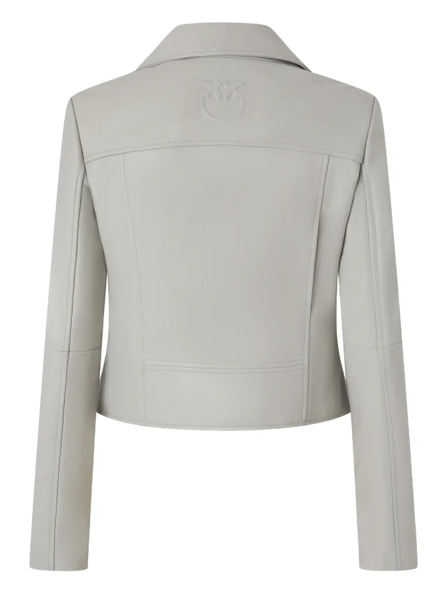 PINKO biker-style jacket in nappa leather in Grey, photo 2 of 2 from FARFETCH