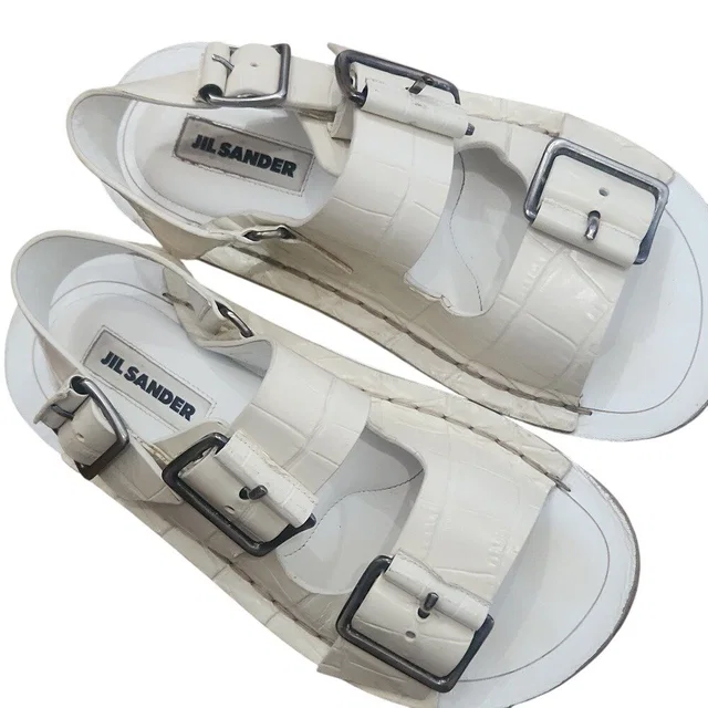 Jil Sander Double Buckle Euro Quiet Luxury Leather Boho Cream Sandal 38 Earthy in brown|red Leather from Poshmark