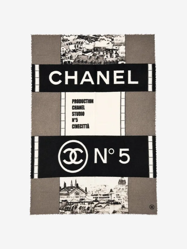 Chanel Grey N°5 scarf in Grey Cashmere from Sign of the Times