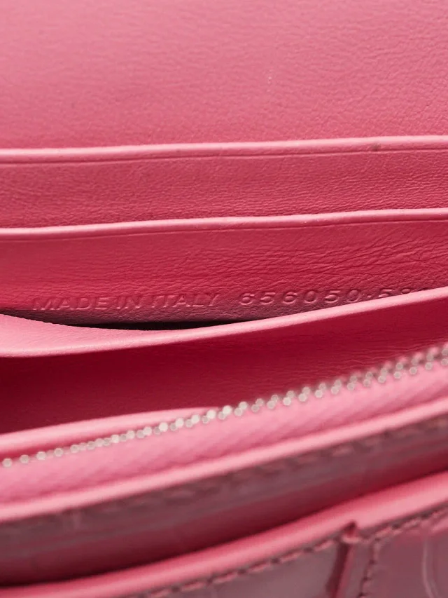 Balenciaga Pink Croc Embossed Leather Soft Hourglass Wallet On Chain Bag in Pink Crocodile from Yoogis, photo 11 of 12