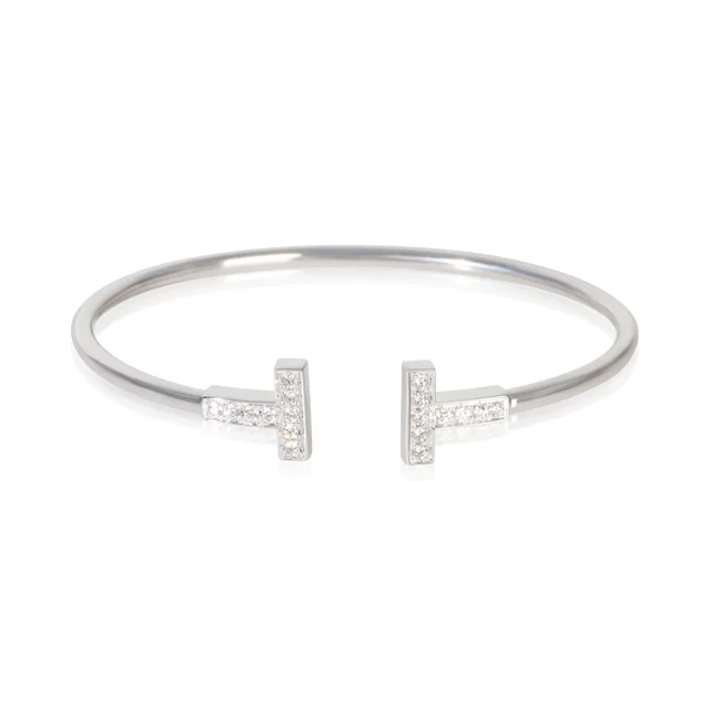 Tiffany & Co. White Gold Diamond T Wire Bracelet 18k in White from HEWI