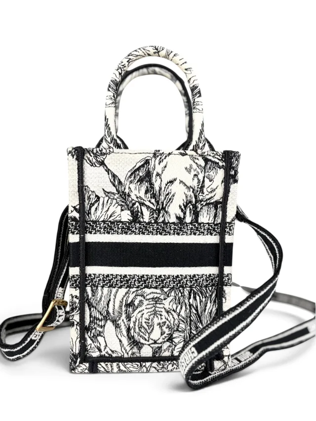 Dior Black & White Embroidered Toile de Jouy Mini Book Tote in Black Canvas from Season 2 Consign, photo 3 of 7