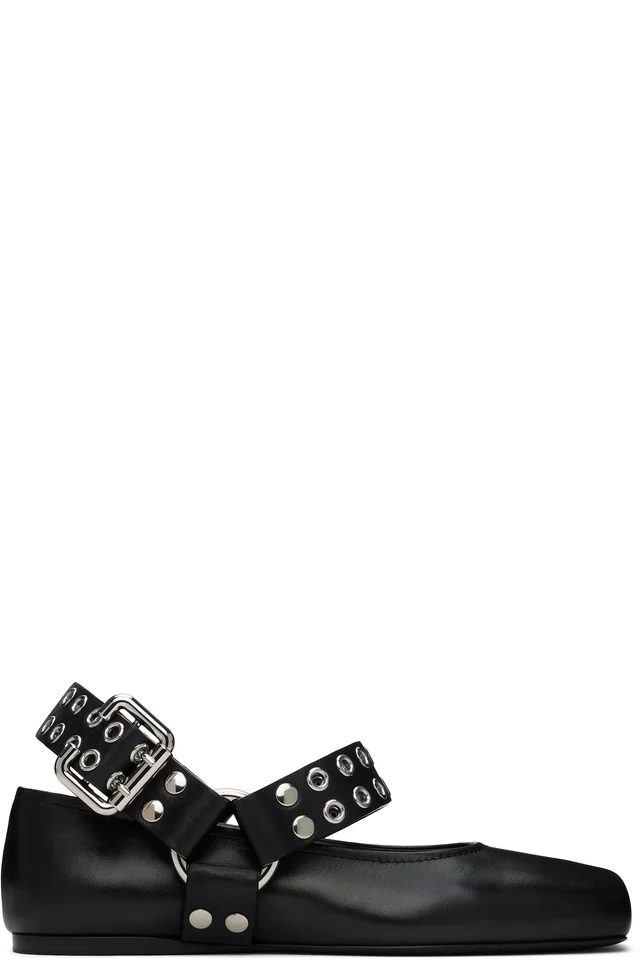ALAÏA Black Biker Ballerina Flats, photo 5 of 6 from SSENSE