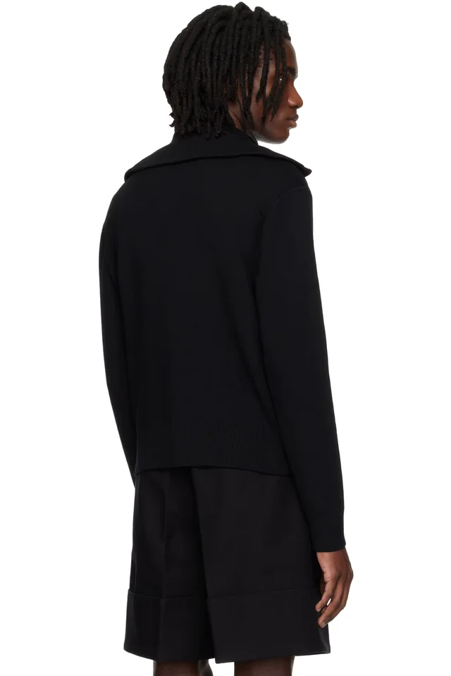 Entire Studios Black Knit Zip Up Sweater, photo 3 of 4 from SSENSE