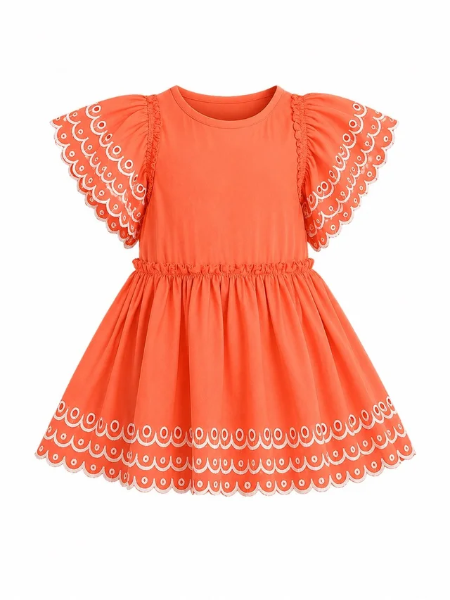 Stella McCartney Kids Girls Orange Ruffle Flutter Sleeve Dress 2y Designer Boho in orange|white Woven leather from Poshmark
