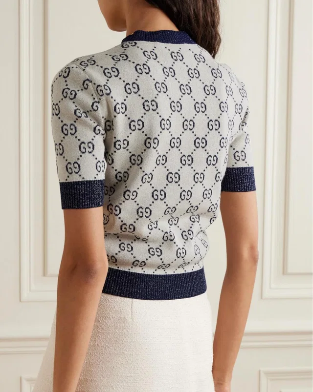Gucci Metallic Monogram Short Sleeve Jumper from HEWI