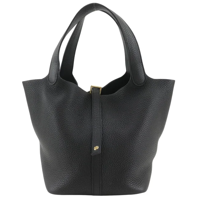 Hermès Picotin Lock 22 Taurillon Clemence Black Handbag in Black Clemence leather from The Reluxe