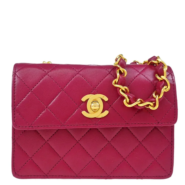 Chanel 1989-1991 Purple Lambskin Single Flap Shoulder Bag in Purple Lambskin from AMORE Vintage Tokyo