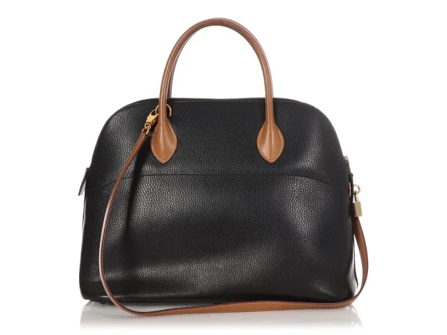 Hermès Vintage Black and Tan Ardennes Bolide 35 in Black Leather from Ann's Fabulous Finds, photo 4 of 10