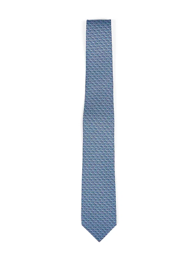 Ferragamo Cerchio Necktie — Navy Silk Neckties in Navy Silk from HEWI