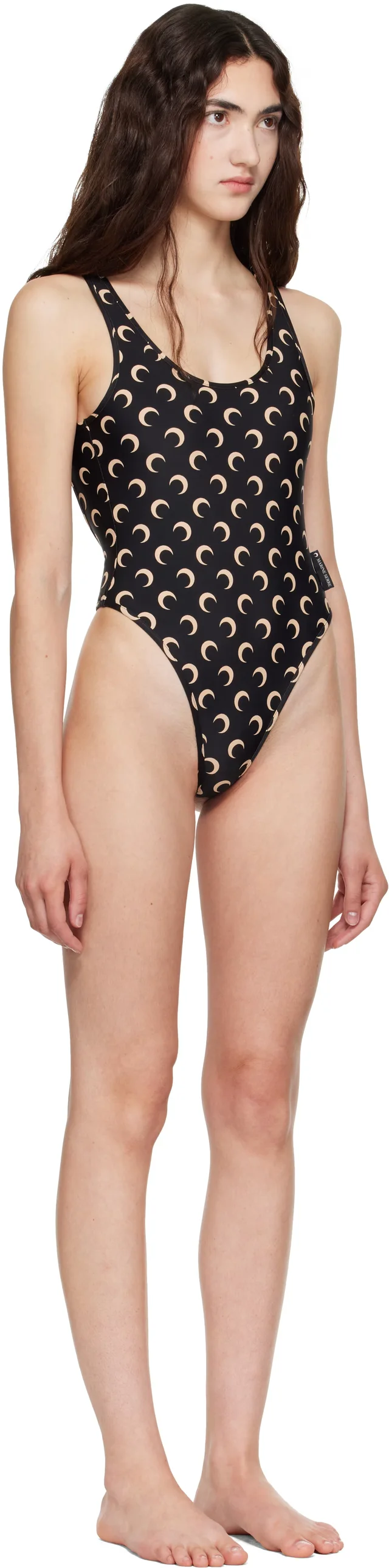 Marine Serre Black Moon Printed Jersey One-Piece Swimsuit, photo 2 of 8 from SSENSE