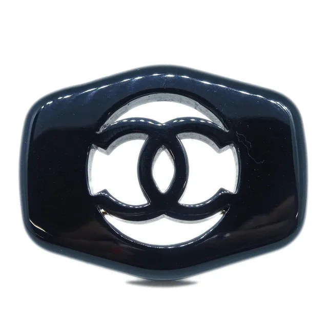 Chanel Brooch Pin Black 97P in Black Resin from AMORE Vintage Tokyo