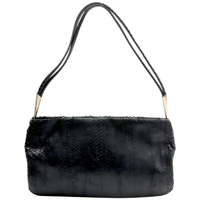 Bottega Veneta Python Shoulder Bag - Black in Black Python from VINTAGE QOO TOKYO