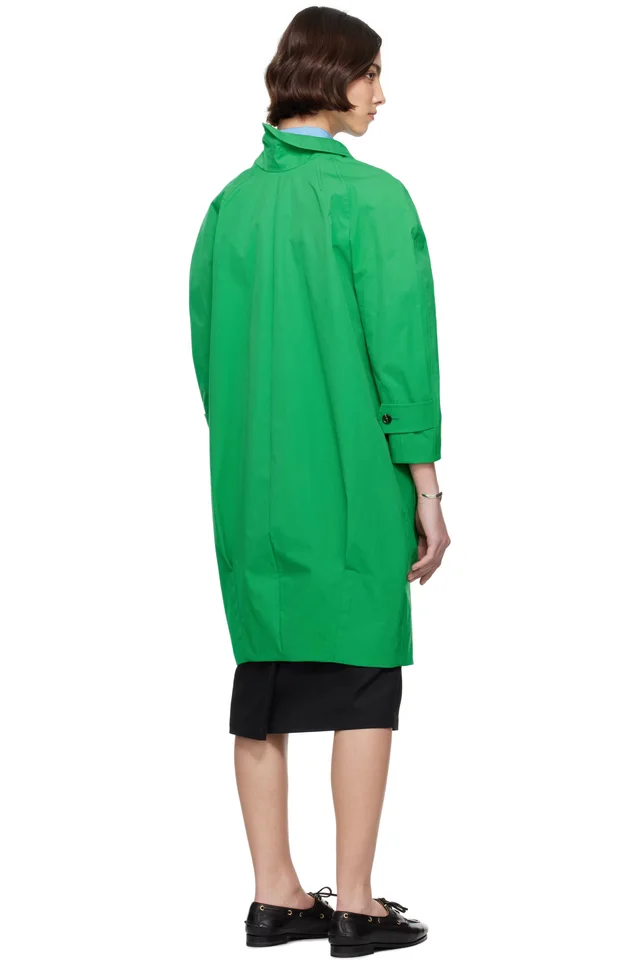 Bally Green Twill Coat, photo 3 of 4 from SSENSE