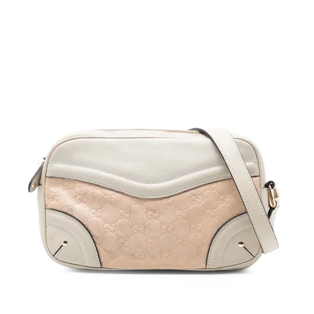Pink Gucci Guccissima Crest Shoulder Bag in Pink Leather from Designer Revival