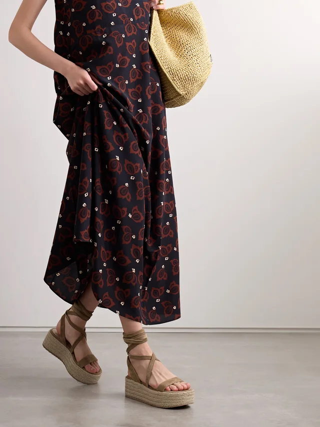 GIANVITO ROSSI 40 suede and raffia platform espadrilles in Brown, photo 2 of 2 from NET-A-PORTER (Canada)