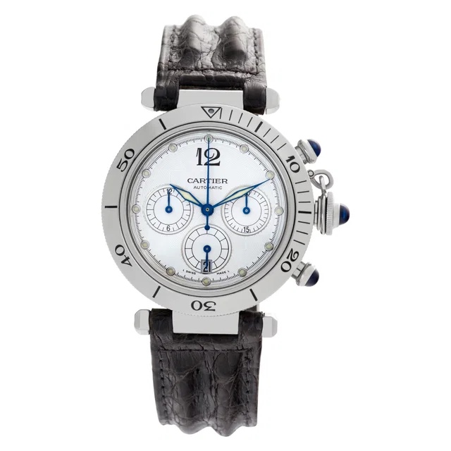 Cartier Pasha Chronograph 38mm W31030H3 in Stainless Steel from Gray And Sons