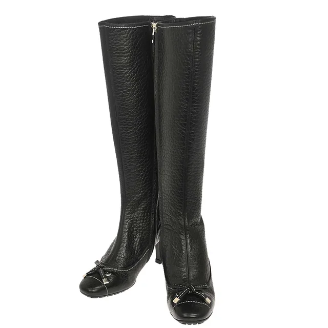 Louis Vuitton Black Leather Boots Shoes #35 1/2 in Black Leather from AMORE Vintage Tokyo