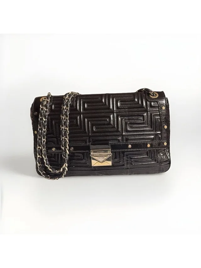 Gianni Versace Quilted Patent Leather Shoulder Bag in black|gold Patent leather from Poshmark, photo 1 of 1