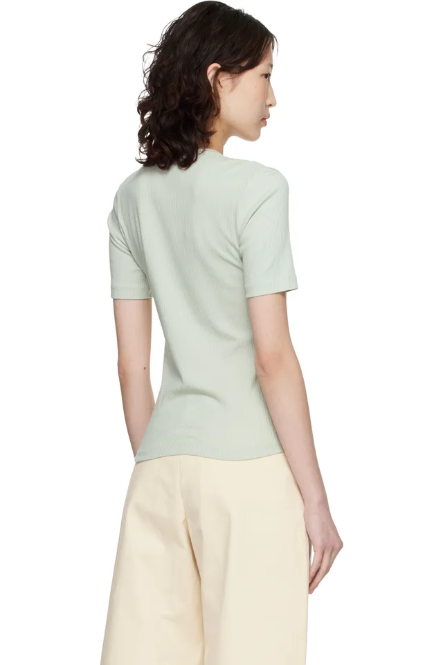 Maison Kitsuné Green Baby Fox Ribbed Fitted T-shirt, photo 3 of 4 from SSENSE