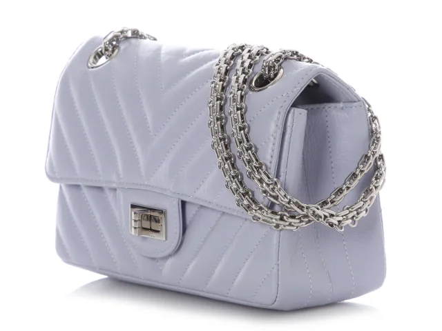 Chanel Mini Lilac Chevron-Quilted Aged Calfskin Reissue in Purple Calfskin from Ann's Fabulous Finds, photo 4 of 10