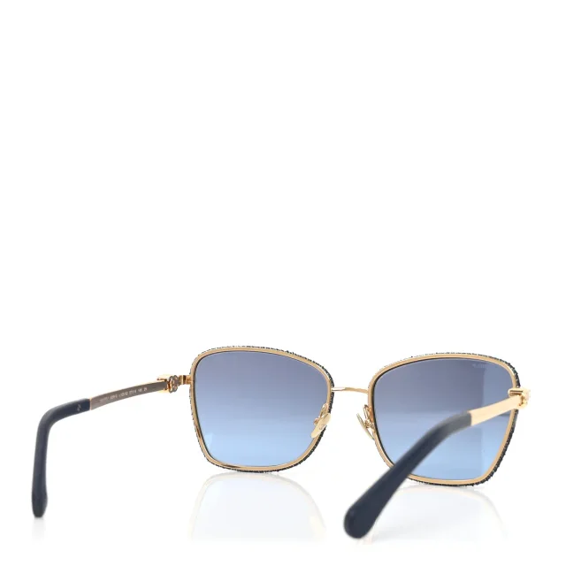 Chanel Metal Calfskin Denim Square Sunglasses 4289-Q Blue in Blue Calfskin from FASHIONPHILE, photo 3 of 7